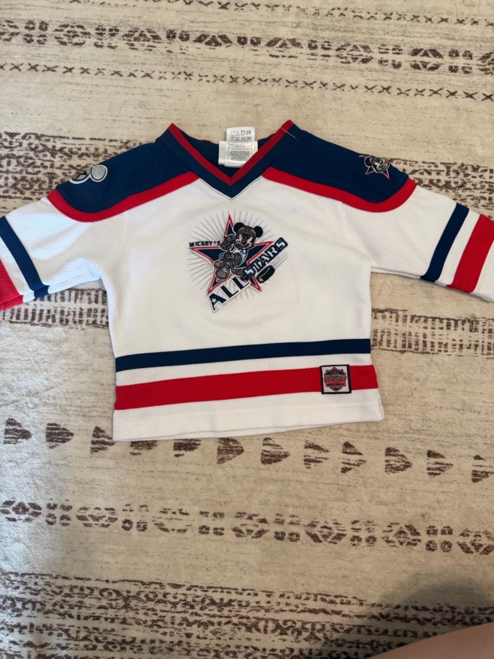 Walt Disney World White Navy & Red Mickey All-Stars Hockey Jersey 18 months